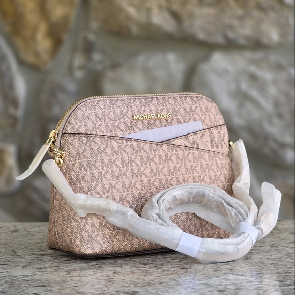 Michael Kors Jet Set Dome Logo Medium Pink Crossbody - Picture 1 of 6